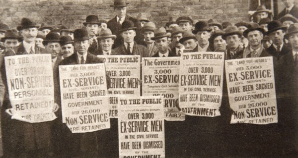 Peaceful demonstration regarding the treatment of British ex-servicemen, 1923.  Artist: S Cowan