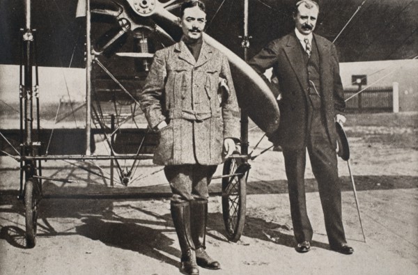 Adolphe Pégoud and Louis Bleriot, French aviators, Brooklands, Surrey, 1913.  Artist: S and G