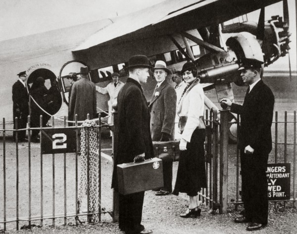 Ford Trimotor plane about to depart from an airfield, c1932. Artist: Unknown