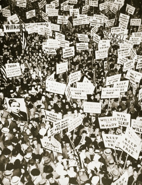 Republican supporters outside Buffalo Memorial Auditorium, New York, USA, 15 October 1940. Creator: Unknown.