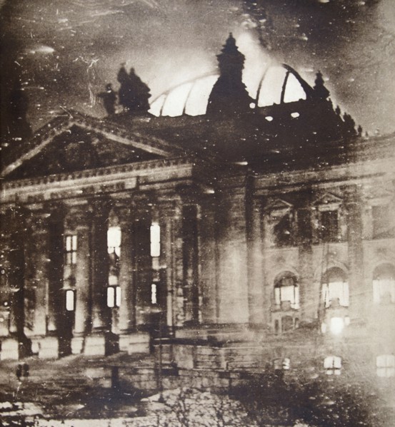The Reichstag on fire, Berlin, Germany, 27 February 1933. Artist: Unknown