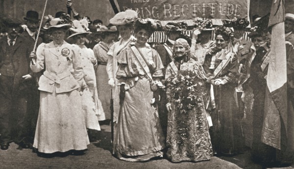 The head of the Women's Sunday Procession to Hyde Park, London, 21 June 1908. Artist: Unknown