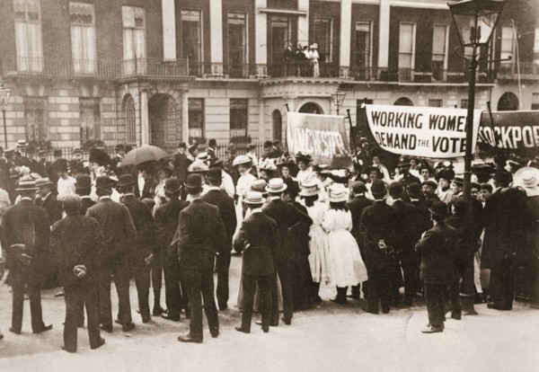 Spectators gather on Portland Place to watch the Women's Sunday procession, London, 21 June 1908. Artist: Unknown