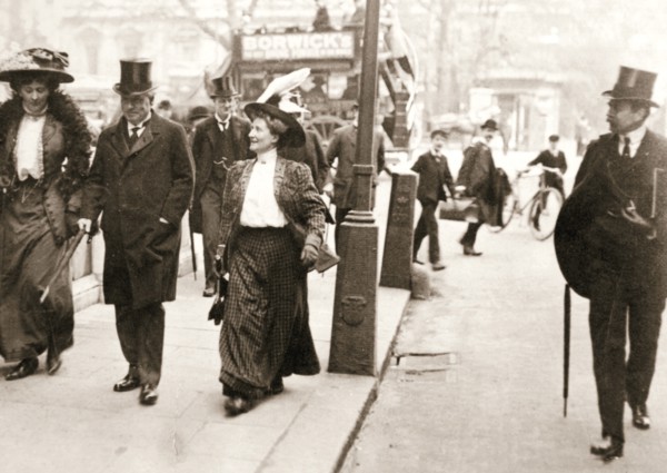 Suffragettes trying to speak to the Prime Minister, London, 1908. Artist: Unknown