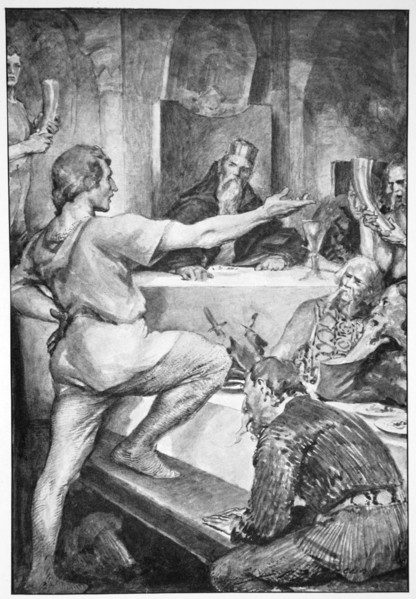 'Beowulf replies haughtily to Hunferth', 1910.  Artist: John Henry Frederick Bacon