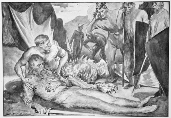 'The Death of Beowulf', 1910.  Artist: John Henry Frederick Bacon