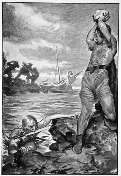 'Thorbion lifted the huge stone', 1910.  Artist: John Henry Frederick Bacon