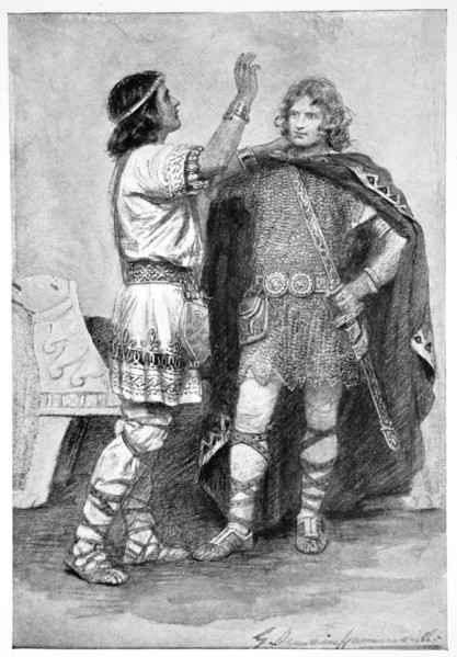 'Hereward and Sigtryg', 1910.  Artist: Gertrude E Demain Hammond