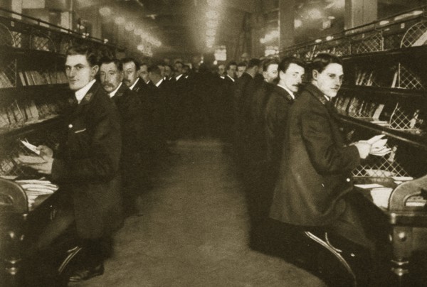 Staff sorting letters at the Post Office, Mount Pleasant, London, 20th century. Artist: Unknown