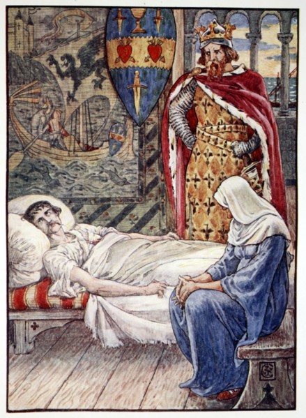 'The Witch gives Advice as to Sir Tristram's Wound', 1911. Artist: Unknown