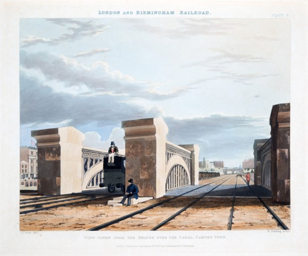 View Taken from the Bridge over the Canal, Camden Town, published 1837 (hand coloured engraving)