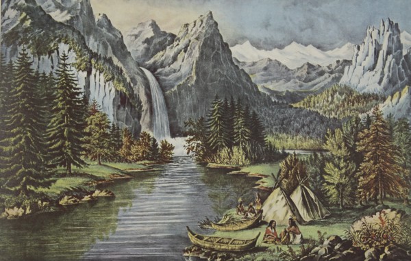 Yosemite Valley - California, pub. 1866, 'The Bridal Veil' Fall, Currier & Ives (Colour Lithograph)