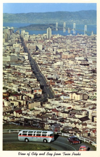 View of San Francisco from Twin Peaks, California, USA, 1957. Artist: Unknown