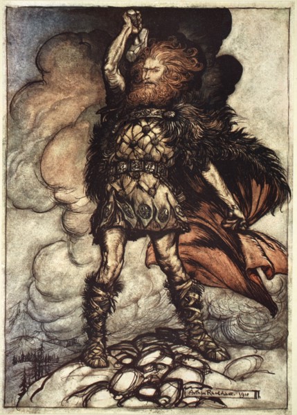 'One of the Gods, Donner, summons the mist away', 1910.  Artist: Arthur Rackham