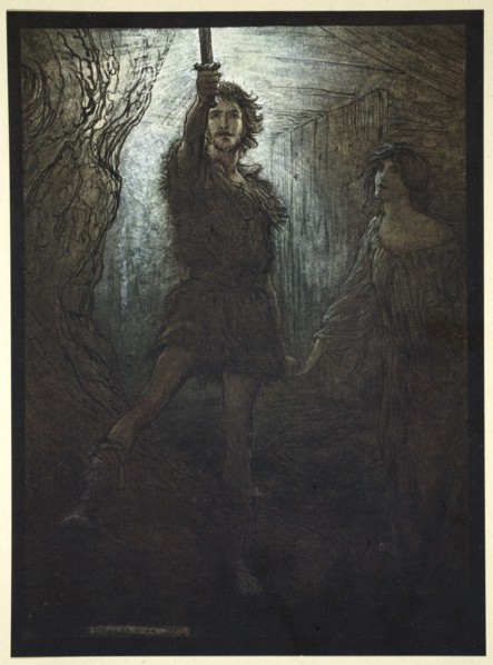 'Siegmund the Walsung thou does see! As bride gift he brings thee his sword', 1910.  Artist: Arthur Rackham