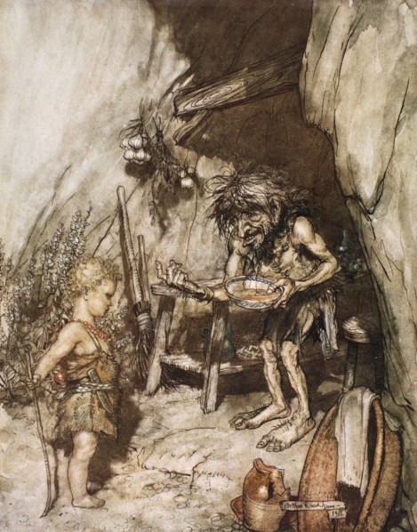 'Mime and the infant', 1924.  Artist: Arthur Rackham