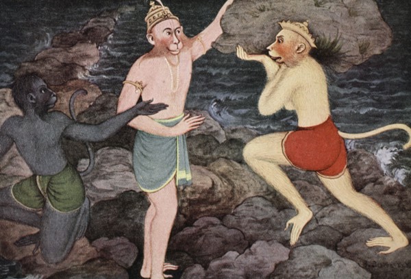 Building of Rama's bridge, 1913.  Artist: K Venkatappa