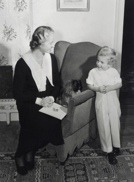 Crown Prince Carl Gustaf and his mother Princess Sibylla at Haga Castle, 1950. Artist: Unknown