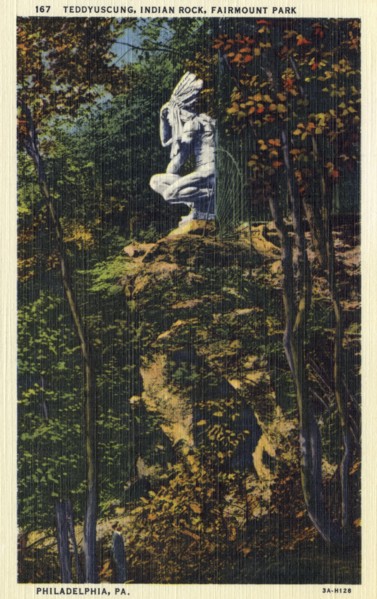 Teedyuscung, Indian Rock, Fairmount Park, Philadelphia, Pennsylvania, USA, 1933. Artist: Unknown