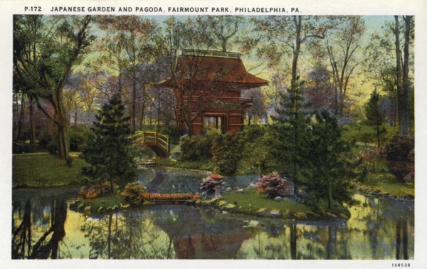 Japanese garden and pagoda, Fairmont Park, Philadelphia, Pennsylvania, USA, 1926. Artist: Unknown