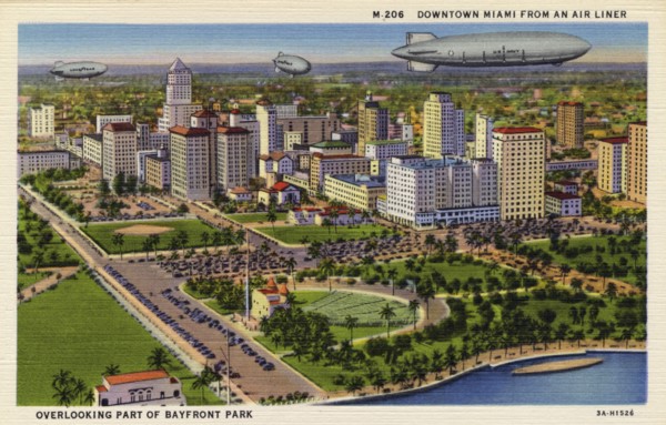 Downtown Miami from an airliner overlooking part of Bayfront Park, Florida, USA, 1933. Artist: Unknown