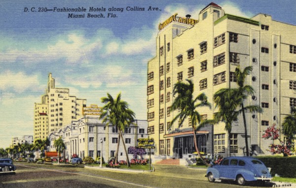 Fashionable hotels along Collins Avenue, Miami Beach, Florida, USA, 1946. Artist: Unknown