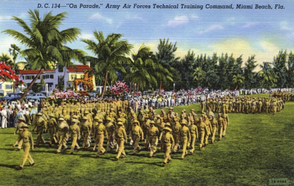 'On Parade, Army Air Forces Technical Training Command, Miami Beach, Florida', USA, 1942. Artist: Unknown