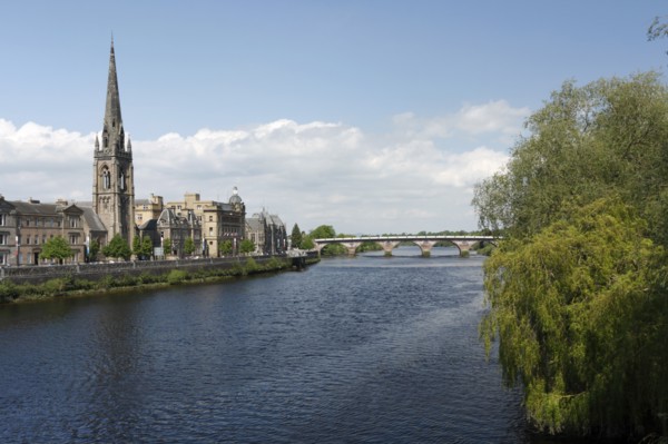 St Matthew's Church and Old Bridge, Perth, Perth and Kinross, Scotland, 2010.