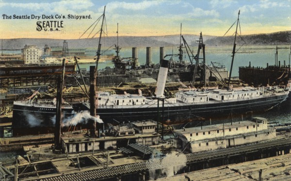 Seattle Dry Dock Company's shipyard, Seattle, Washington, USA, 1911. Artist: Unknown