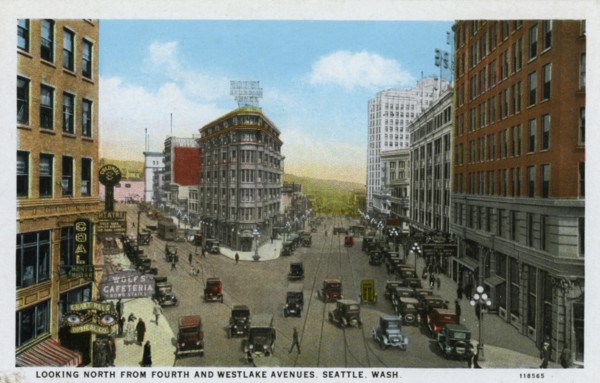 Looking north from Fourth and Westlake Avenues, Seattle, Washington, USA, 1928. Artist: Unknown