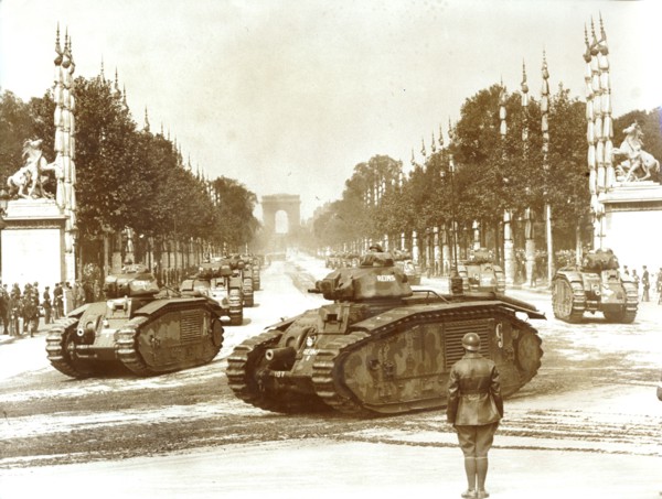 Bastille Day military review, Champs Elysees, Paris, 1930s(?). Artist: Unknown