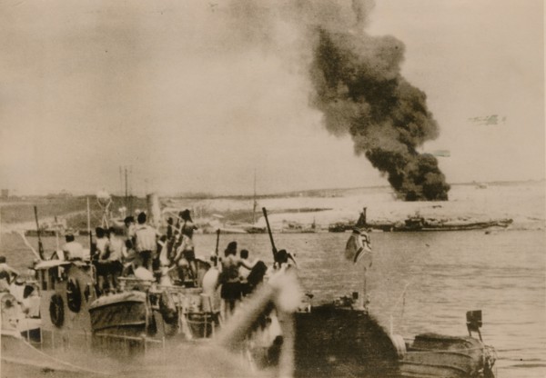 First German ship arrives at Tobruk Harbour, April 1941. Artist: Unknown