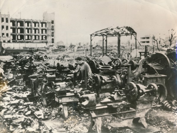 The ruins of Tokyo after American B-29 'firebombing', March 1945. Artist: Unknown