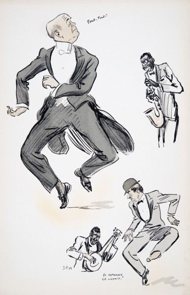 Gentleman in white tie and gentleman in bowler hat try out dancing to jazz?, from 'White Bottoms' pu