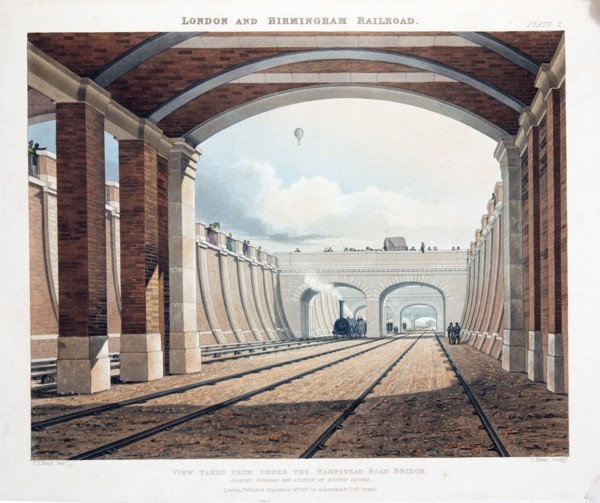 View Taken from Under the Hampstead Road Bridge, looking towards the station at Euston Square, publi Artist: Thomas Talbot Bury.
