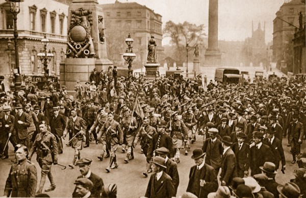 1st Battalion London Scottish marching through London on arrival from France, May 16th, 1919.