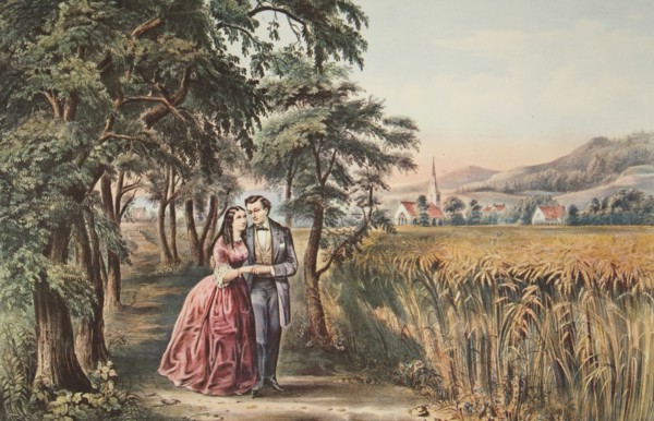 The Four Seasons of Life - Youth, 'The Season of Love' , pub. 1868,  Currier & Ives (Colour Lithogra