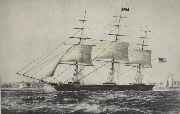 Clipper Ship  'Nightingale' , 1854, Currier & Ives (Colour Lithograph)