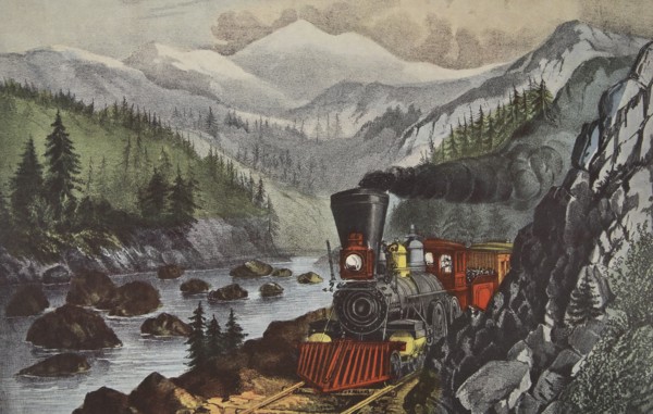 The Route To California, Truckee River,  Sierra-Nevada, pub. 1871,  Currier & Ives (Colour Lithograp