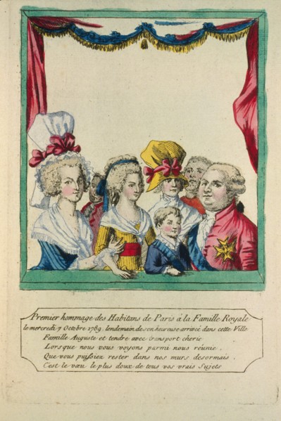 The people of Paris pay their first tribute to the Royal Family, Wednesday 7 October, 1789.