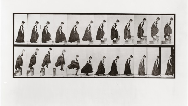 Woman climbing stairs and jumping down, Plate 173 from Animal Locomotion, 1887 (photograph)