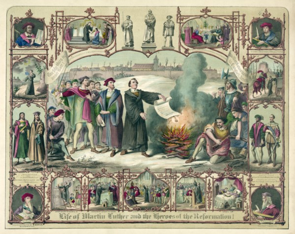 Life of Martin Luther and Heroes of the Reformation!, pub. 1874 (colour lithograph)