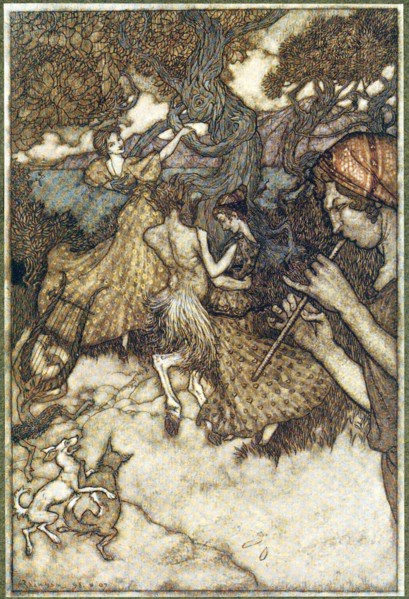 If Orpheus first produced the waltz ., from The Ingoldsby Legends, pub. 1907. Creator: Arthur Rackham (1867 - 1939).