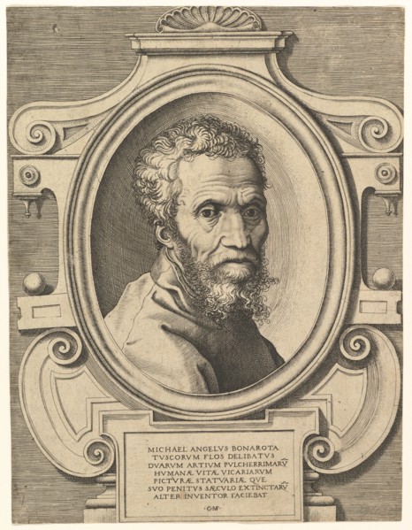 Portrait of Michelangelo, pub. C1564. Creator: Italian School (16th Century).