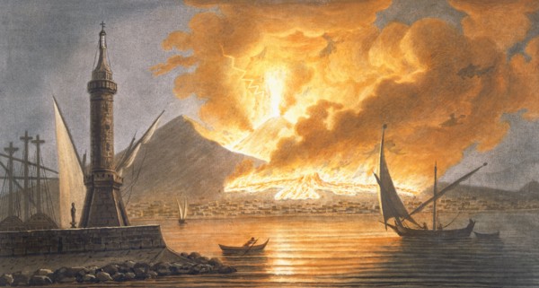 View of the great eruption of Vesuvius from the mole of Naples in the night of 20 October 1767, 1776 Creator: Pietro Fabris (fl. 1768 - 78).