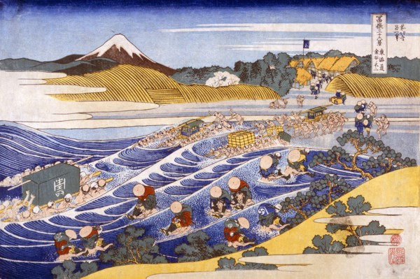 Fuji from the Ford at Kanaya, c1833. Creator: Katsushika Hokusai (1760-1849).