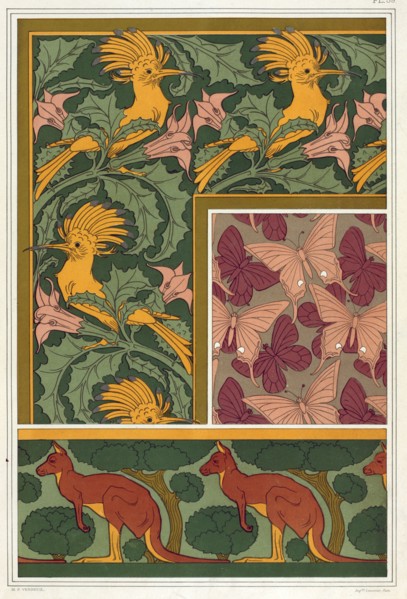 Designs for wallpaper borders and silk fabric, pub. 1897. Creator: Maurice Pillard Verneuil (1869?1942).