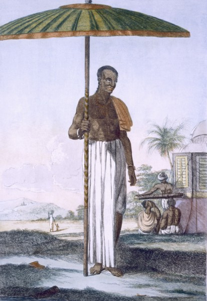Porter of the Ouriah caste, pub. 1808-12. Creator: Franz Balthazar Solvyns (1760-1824).