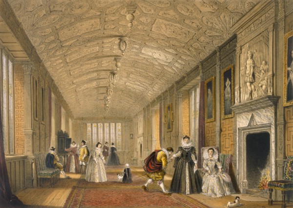 The Long Gallery at Lanhydrock, Cornwall, 1600. Creator: Joseph Nash (1809-78).