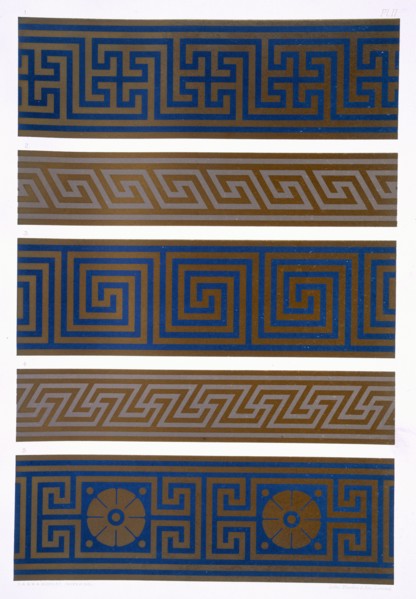 Greek Ornament: Bands or borders in dark on light and light on dark colours, pub. 1892. Creator: George Ashdown Audsley (1838-1925).